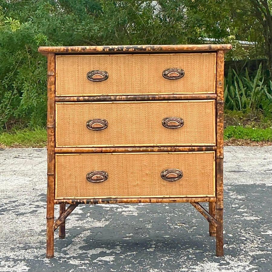 20th Century Vintage Boho Tortoise Bamboo Chest of Drawers