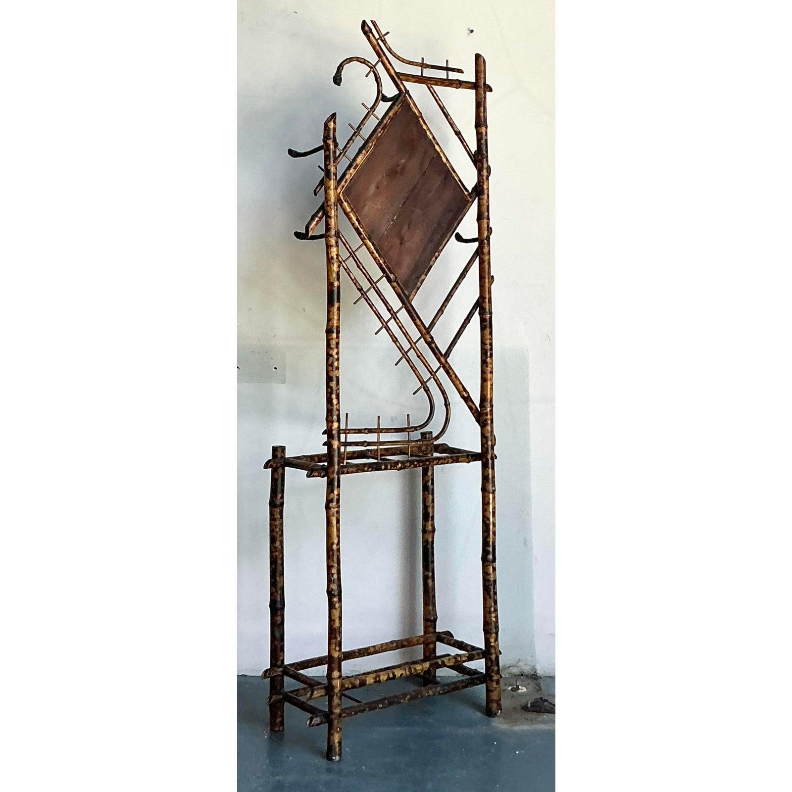 Vintage Boho Schildkröte Bambus Dielenbaum (20. Jahrhundert) im Angebot