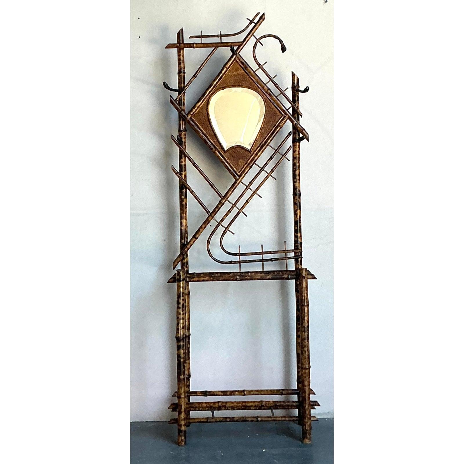 Vintage Boho Schildkröte Bambus Dielenbaum im Angebot 1