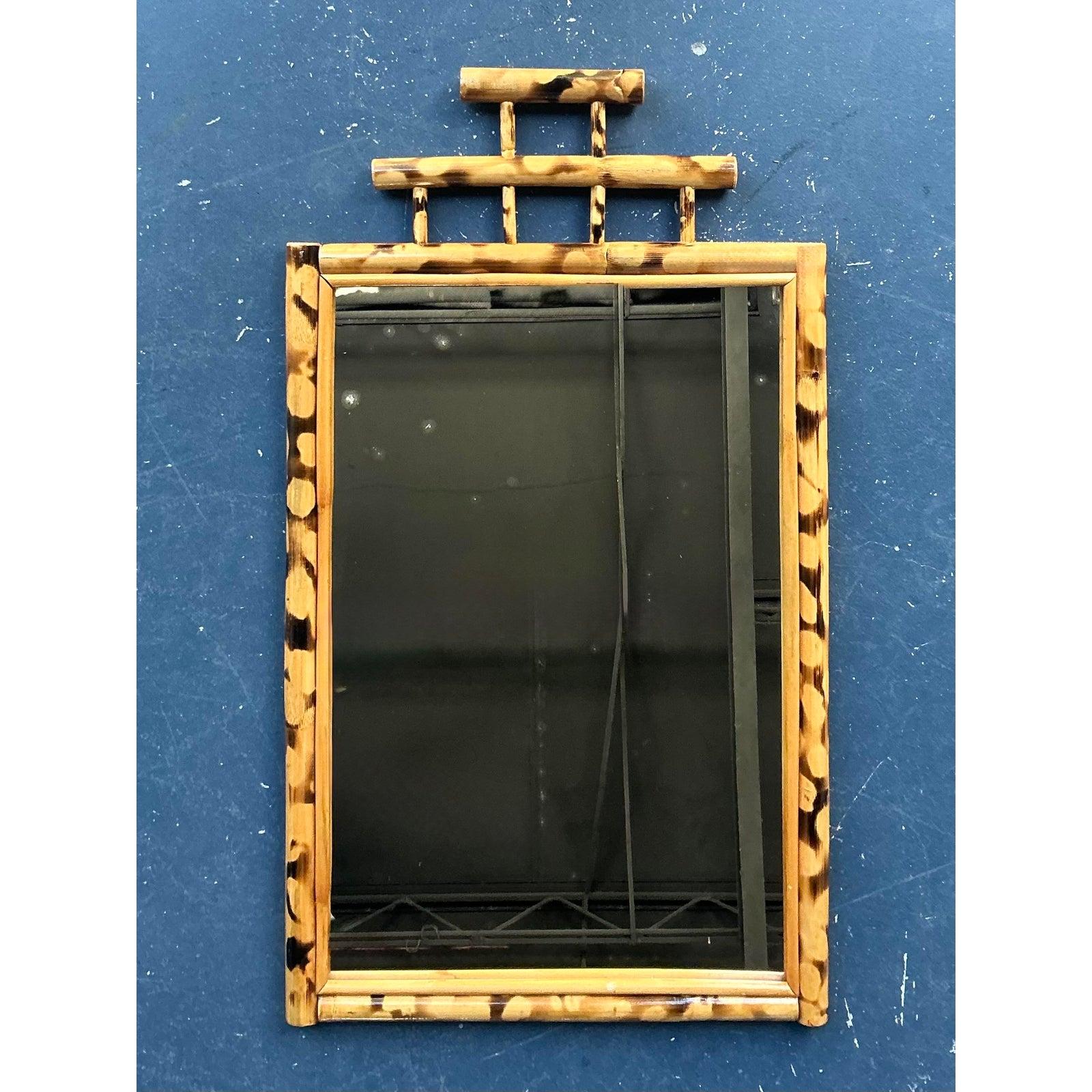 Organique Miroir Vintage Boho en Bambou Tortue