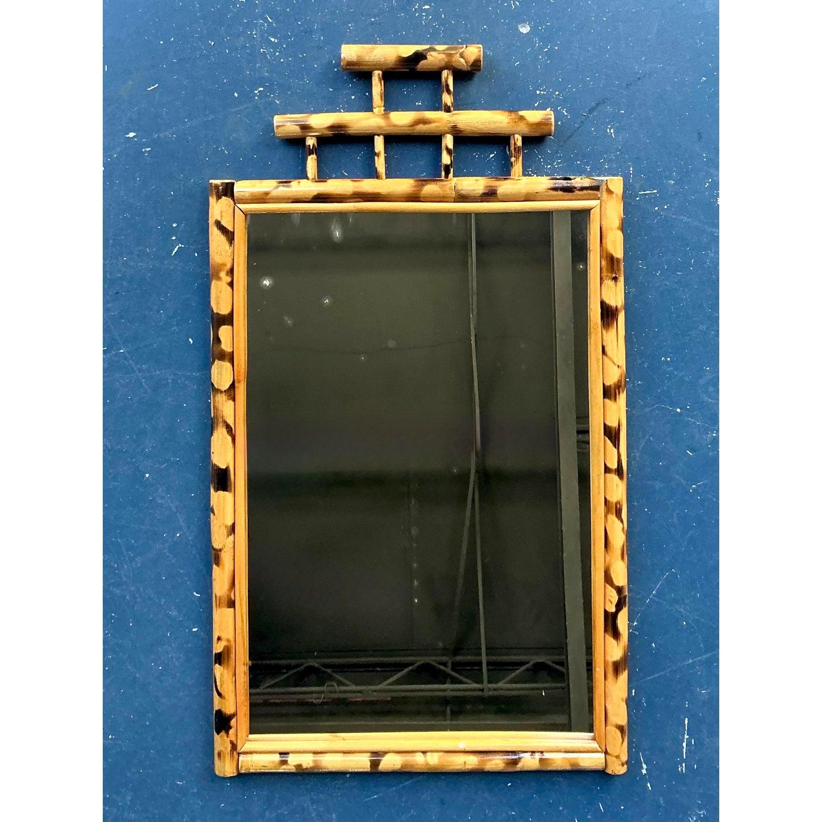 Miroir Vintage Boho en Bambou Tortue Bon état à West Palm Beach, FL