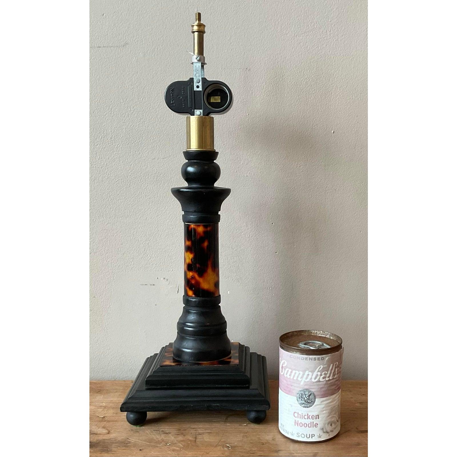 Hollywood Regency Vintage Boho Tortoise Shell Lamp For Sale