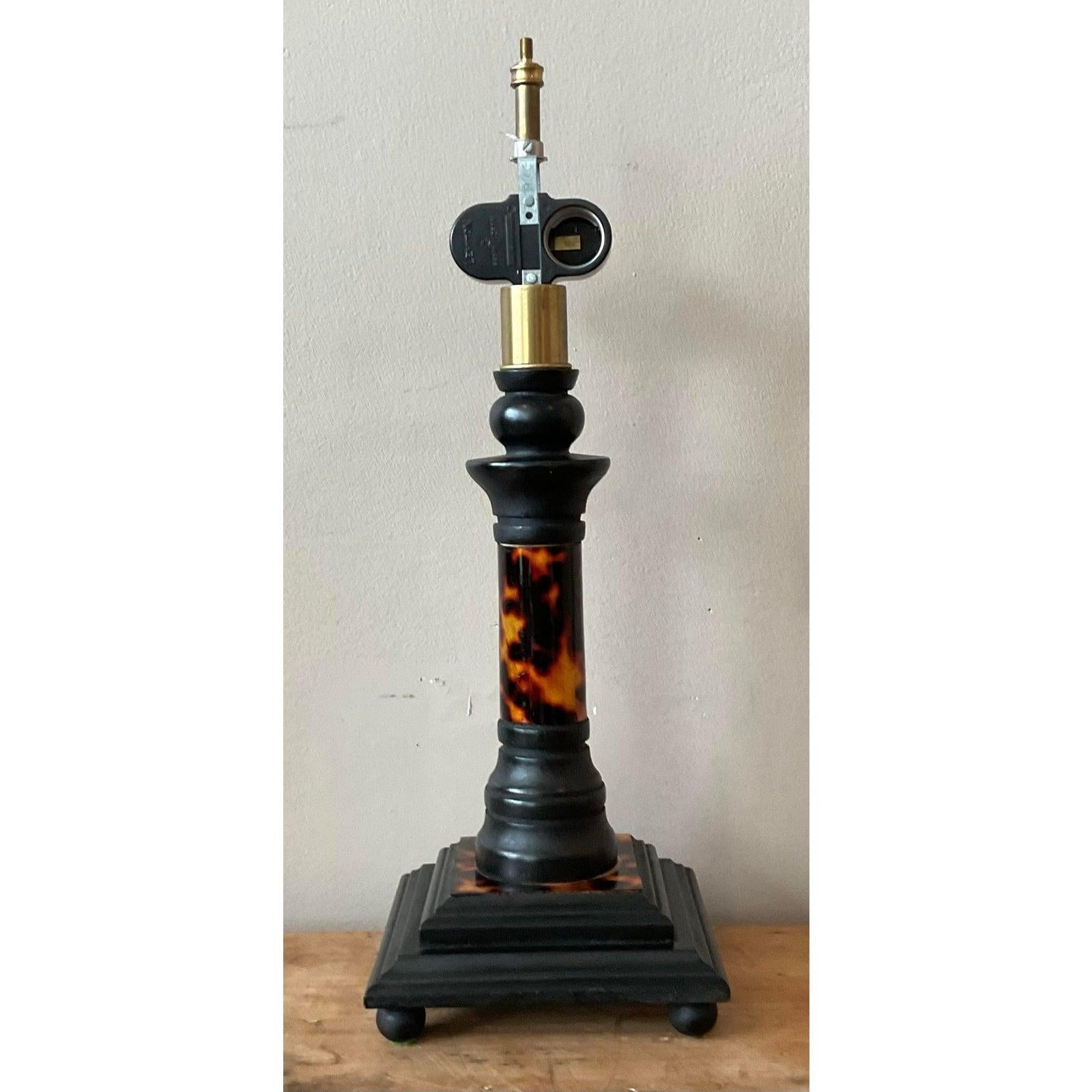 Vintage Boho Tortoise Shell Lamp In Good Condition For Sale In West Palm Beach, FL