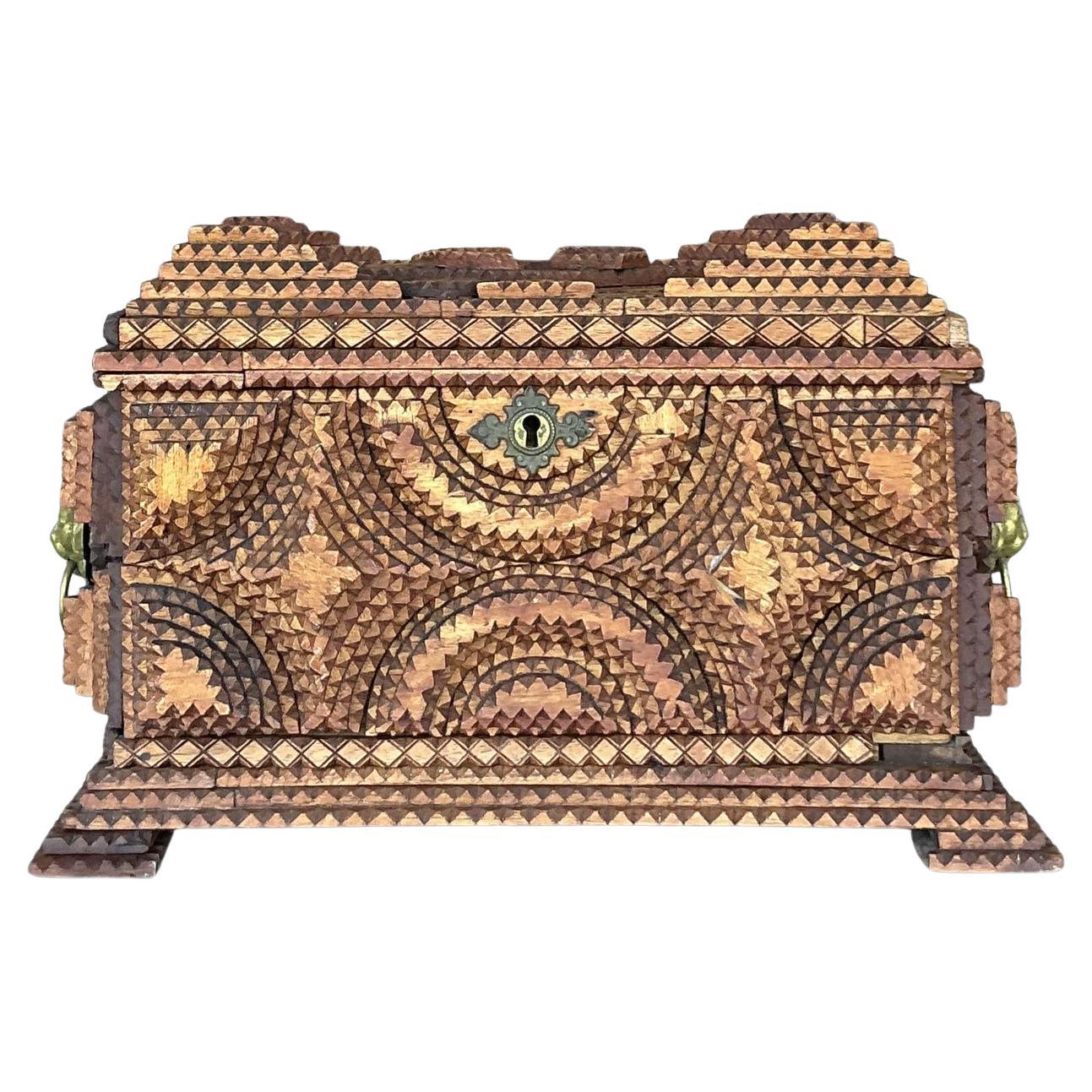Caja con tapa Vintage Boho Tramp Art