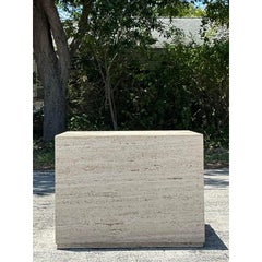 Vintage Boho Travertine Cube Side Table