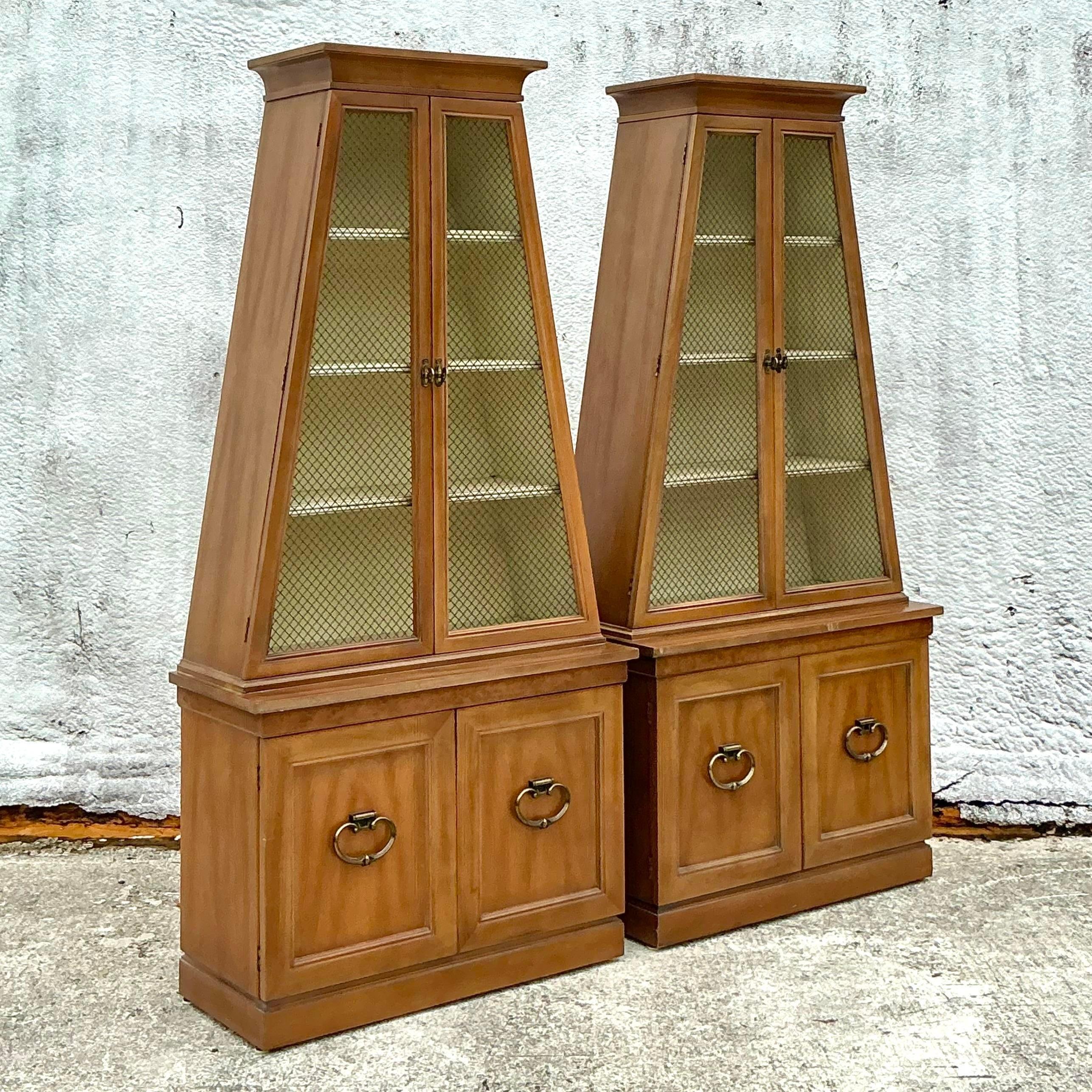 Vintage Boho Triangle Etagere - a Pair In Good Condition In west palm beach, FL