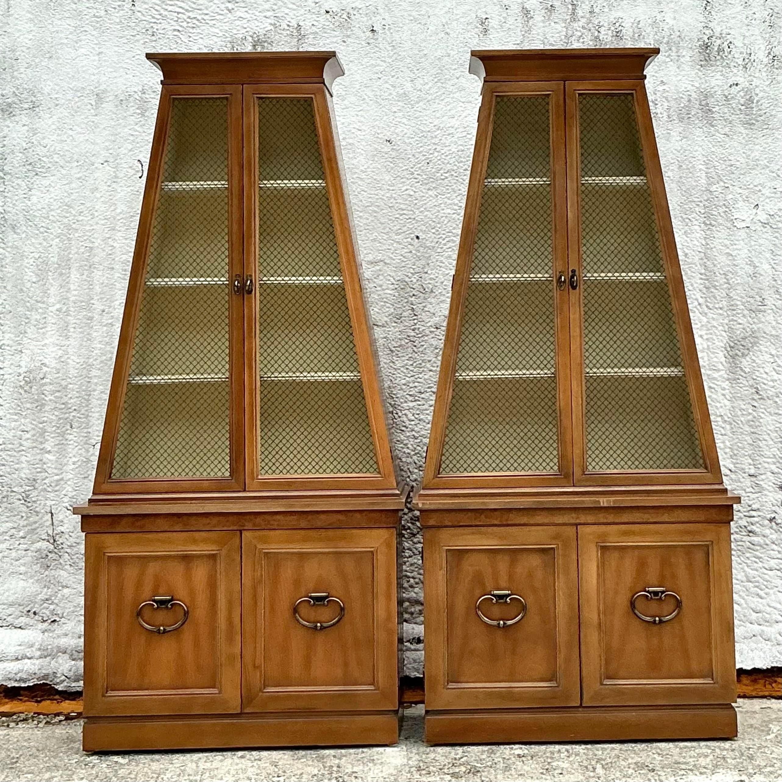20th Century Vintage Boho Triangle Etagere - a Pair