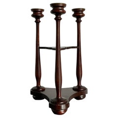 Vintage Boho Tripod Polished Mahogany Candlestick