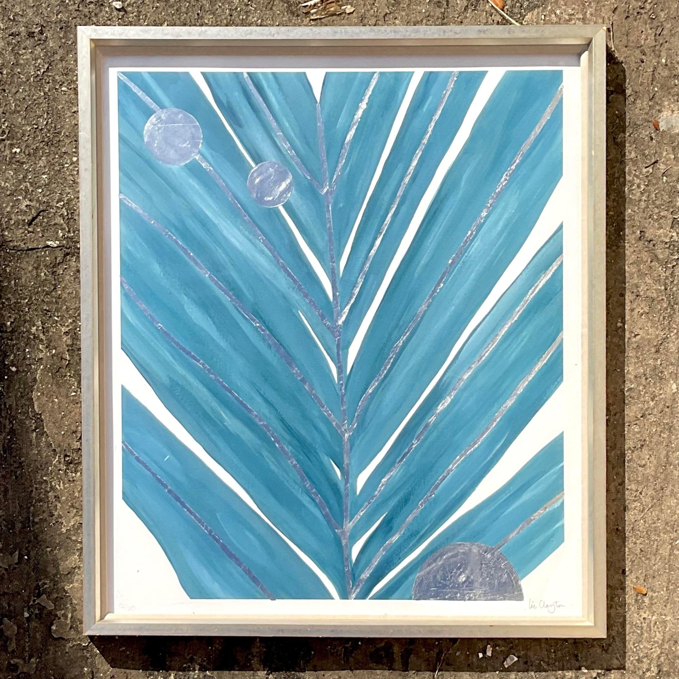 Vintage Boho Trowbridge nummeriert Palm Prints - Satz von 2 (Glas) im Angebot