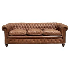 Retro Boho Tufted Leather Chesterfield Sofa