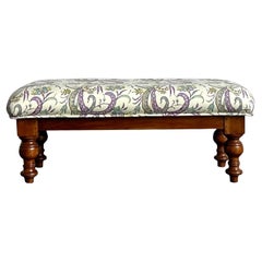 Vintage Boho Turned Wood Bench