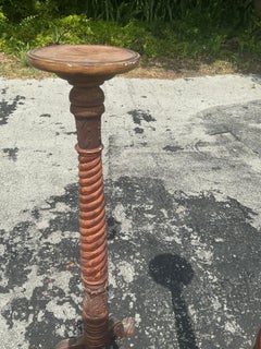 Vintage Boho Turned Wood Candlestick Pedestals - Set of 2