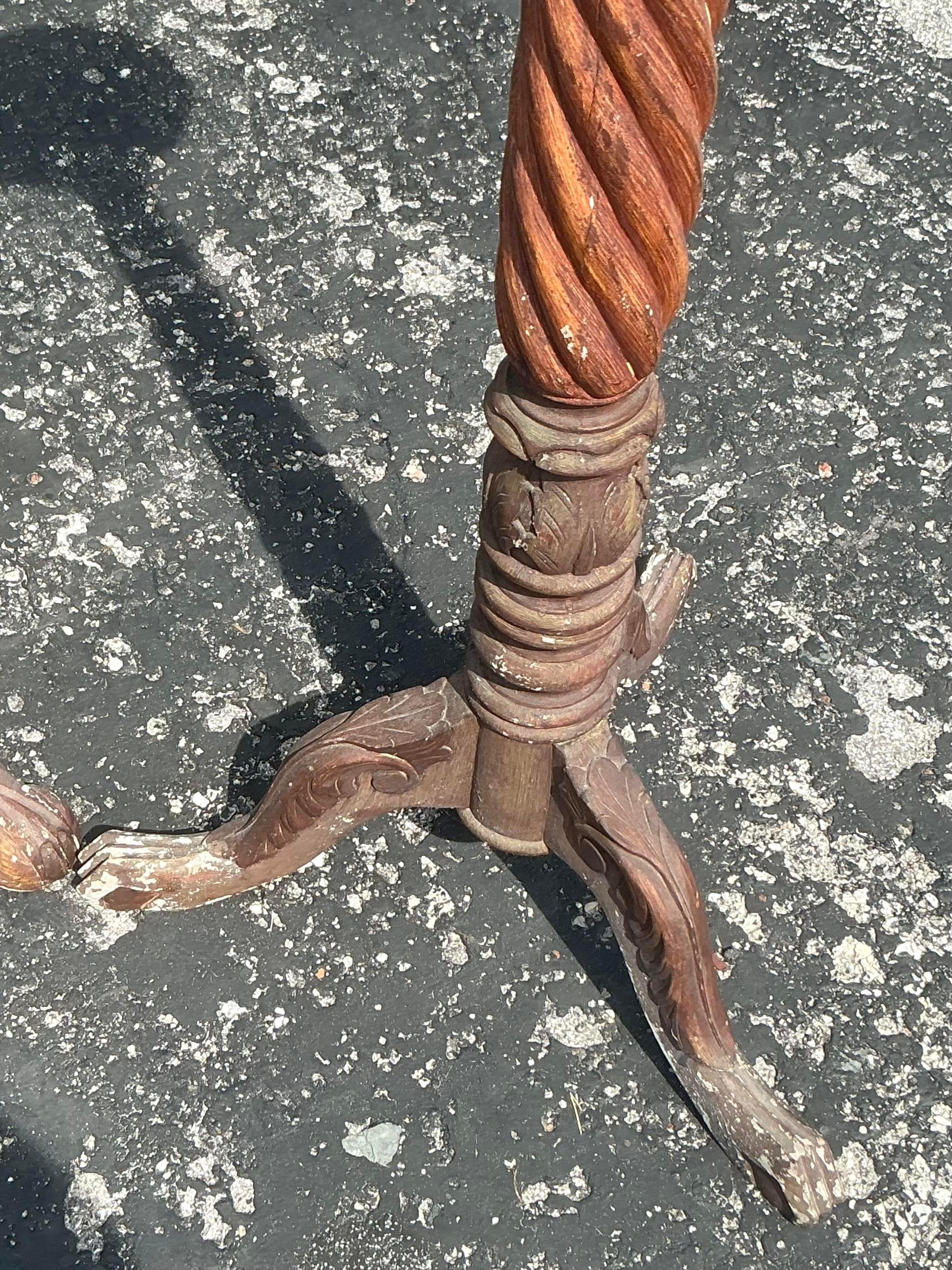 Vintage Boho gedreht Wood Candlestick Pedestals - Set von 2 (amerikanisch) im Angebot