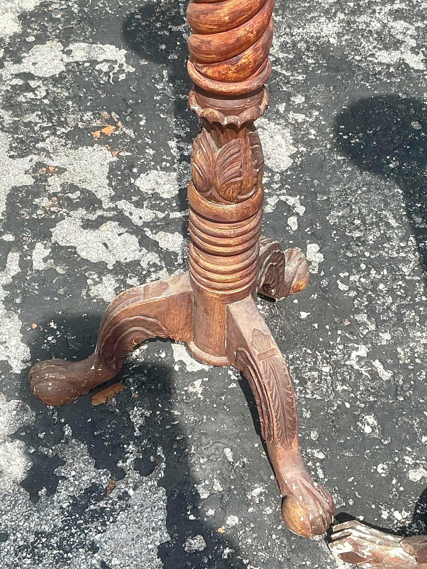Vintage Boho gedreht Wood Candlestick Pedestals - Set von 2 im Zustand „Gut“ im Angebot in west palm beach, FL