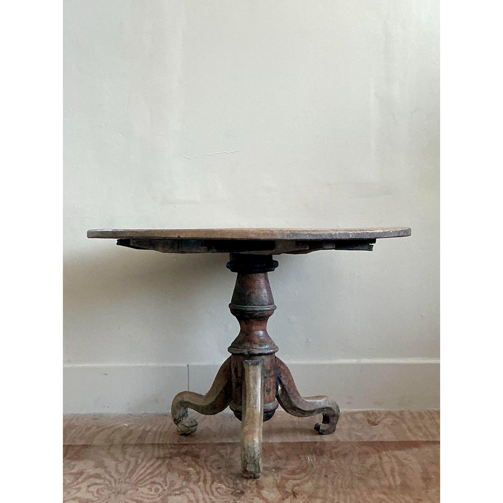 Philippine Vintage Boho Turned Wood Dining Table For Sale