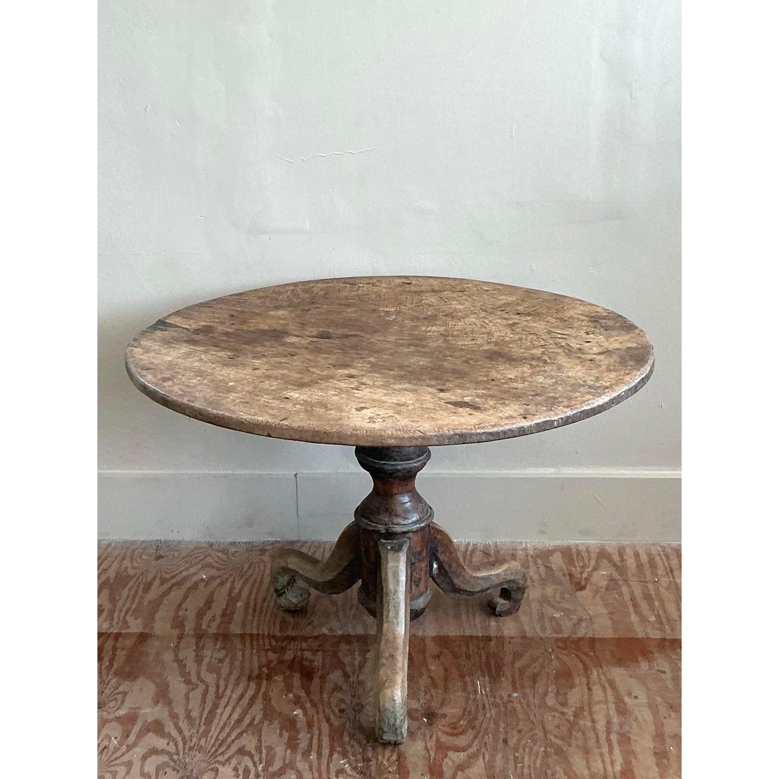 Vintage Boho Turned Wood Dining Table In Good Condition For Sale In West Palm Beach, FL