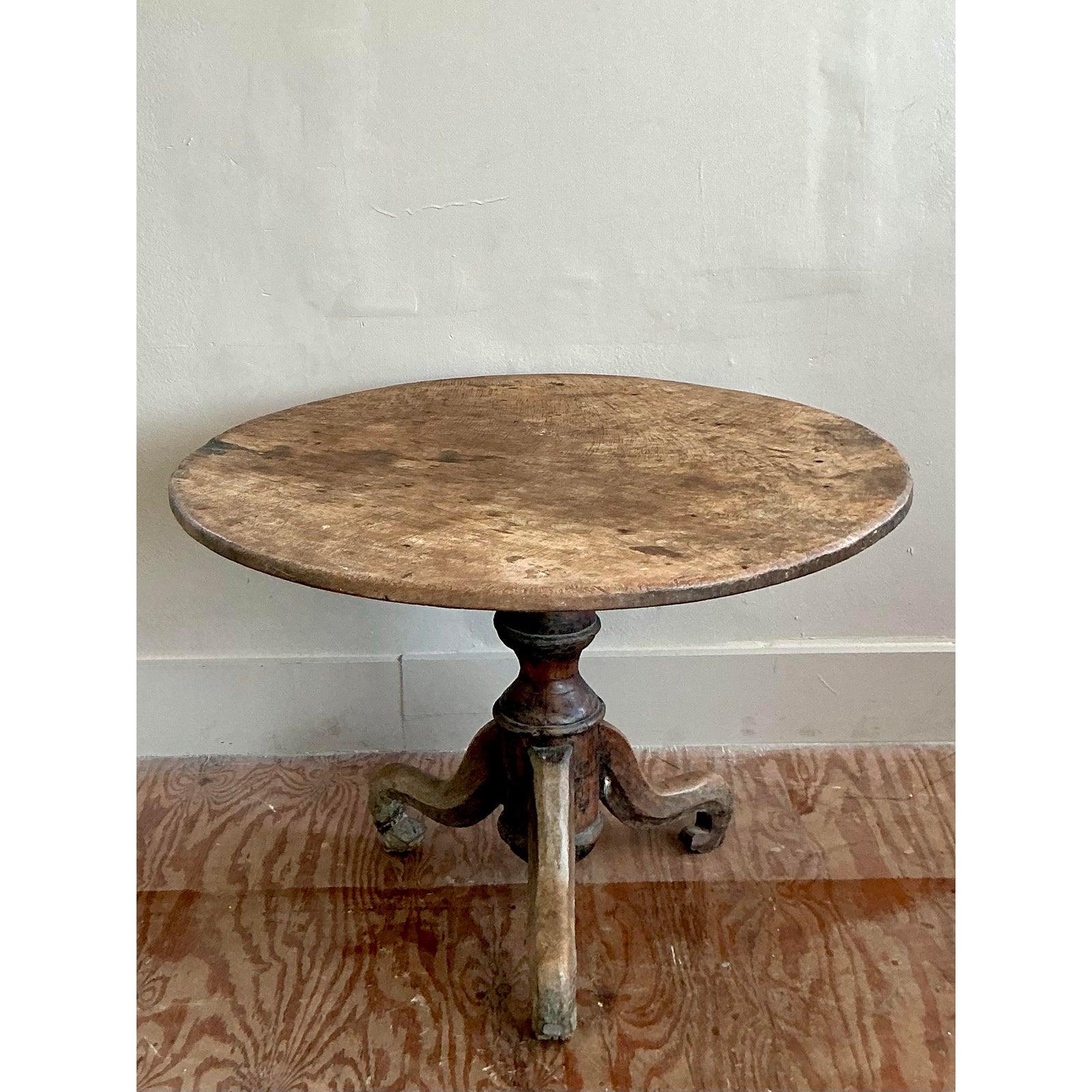 20th Century Vintage Boho Turned Wood Dining Table For Sale