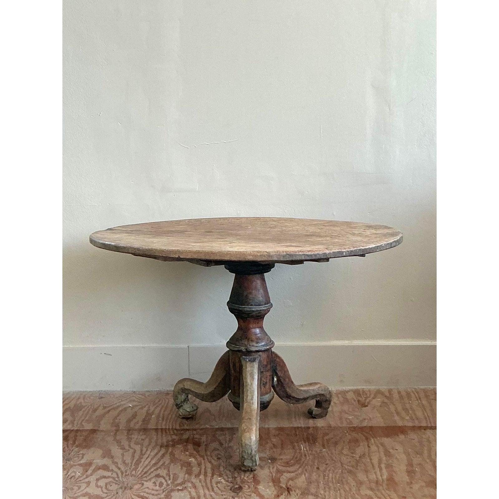 Vintage Boho Turned Wood Dining Table For Sale 3