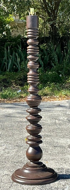 Vintage Boho Turned Wood Floor Lamp