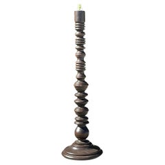 Vintage Boho Turned Wood Floor Lamp