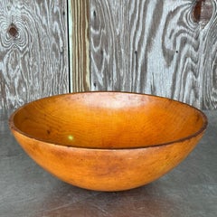 Vintage Boho Turned Wood Salad Bowl