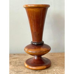 Vintage Boho Turned Wood Vase