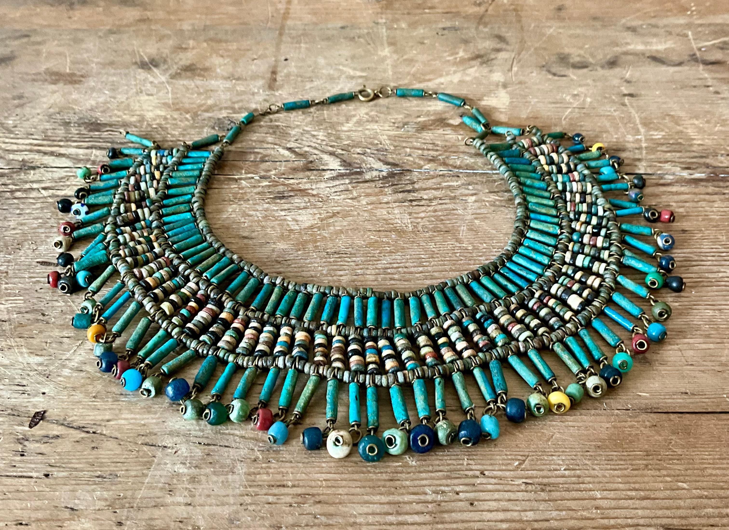 Vintage Boho Türkis gefärbt Perlen Halsband im Angebot 5