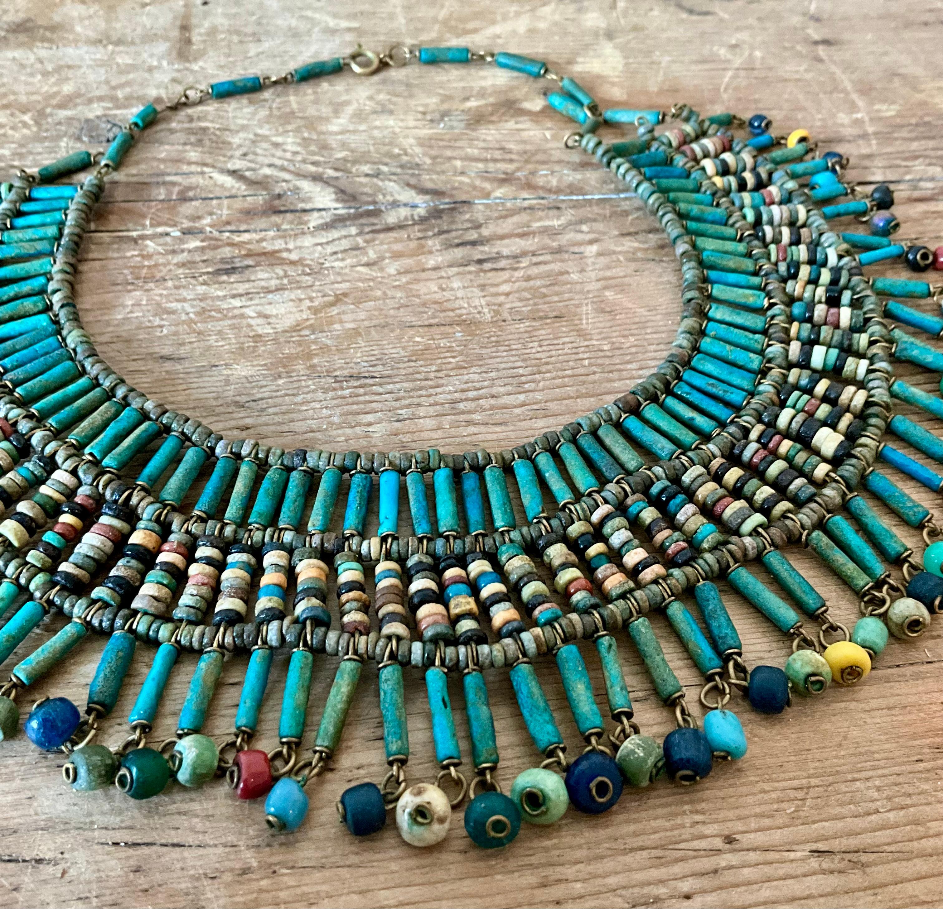 Vintage Boho Türkis gefärbt Perlen Halsband im Angebot 6