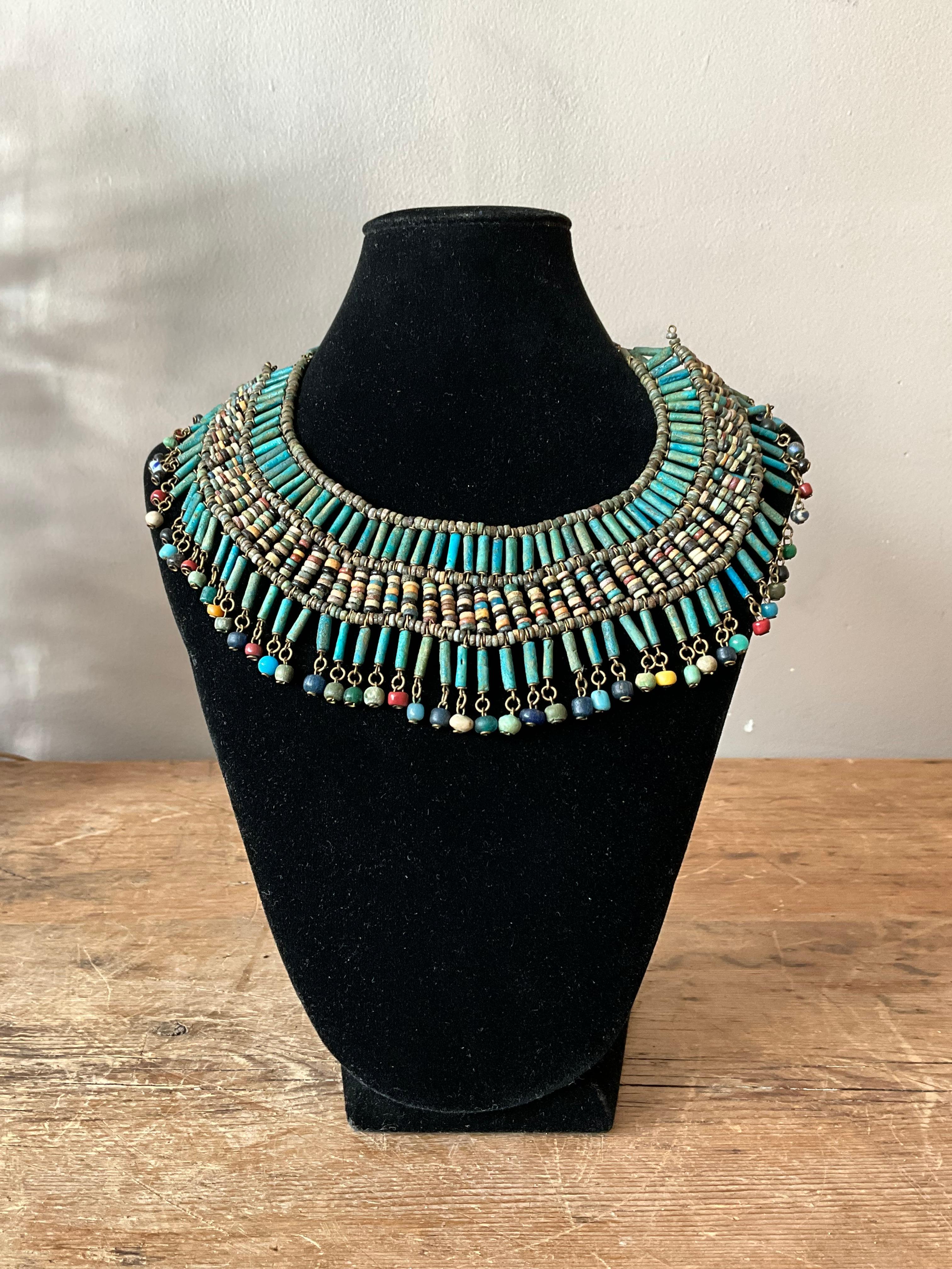 Vintage Boho Türkis gefärbt Perlen Halsband im Angebot 1