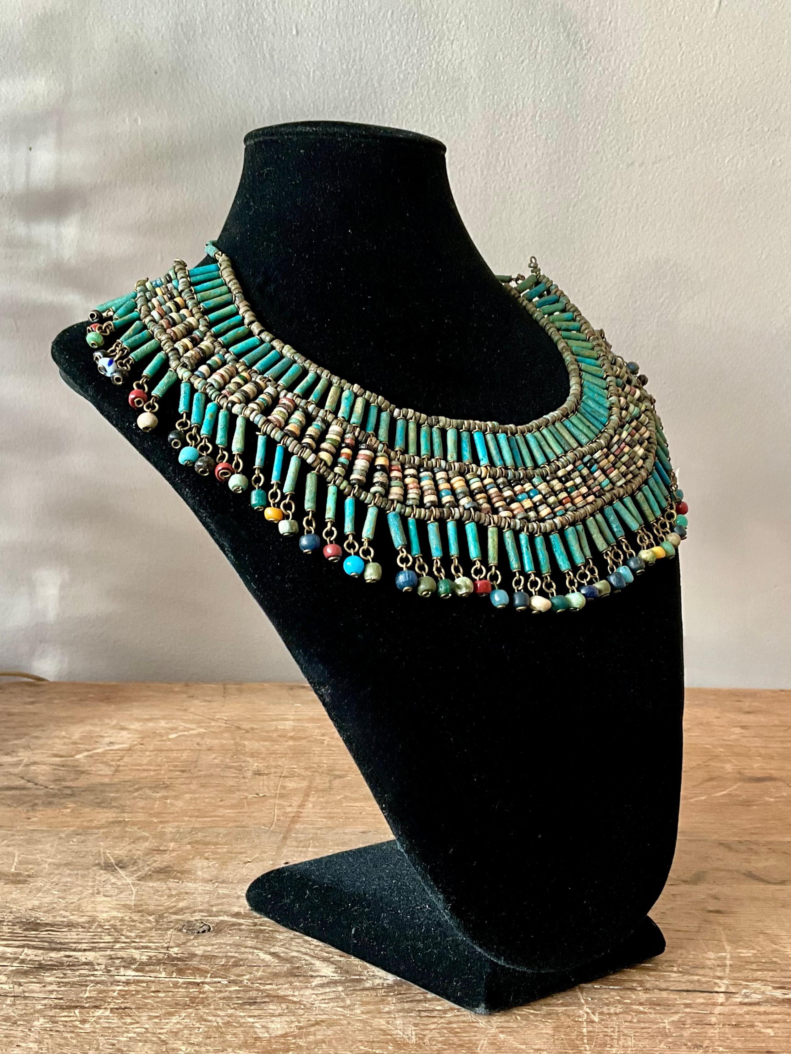 Vintage Boho Türkis gefärbt Perlen Halsband im Angebot 3