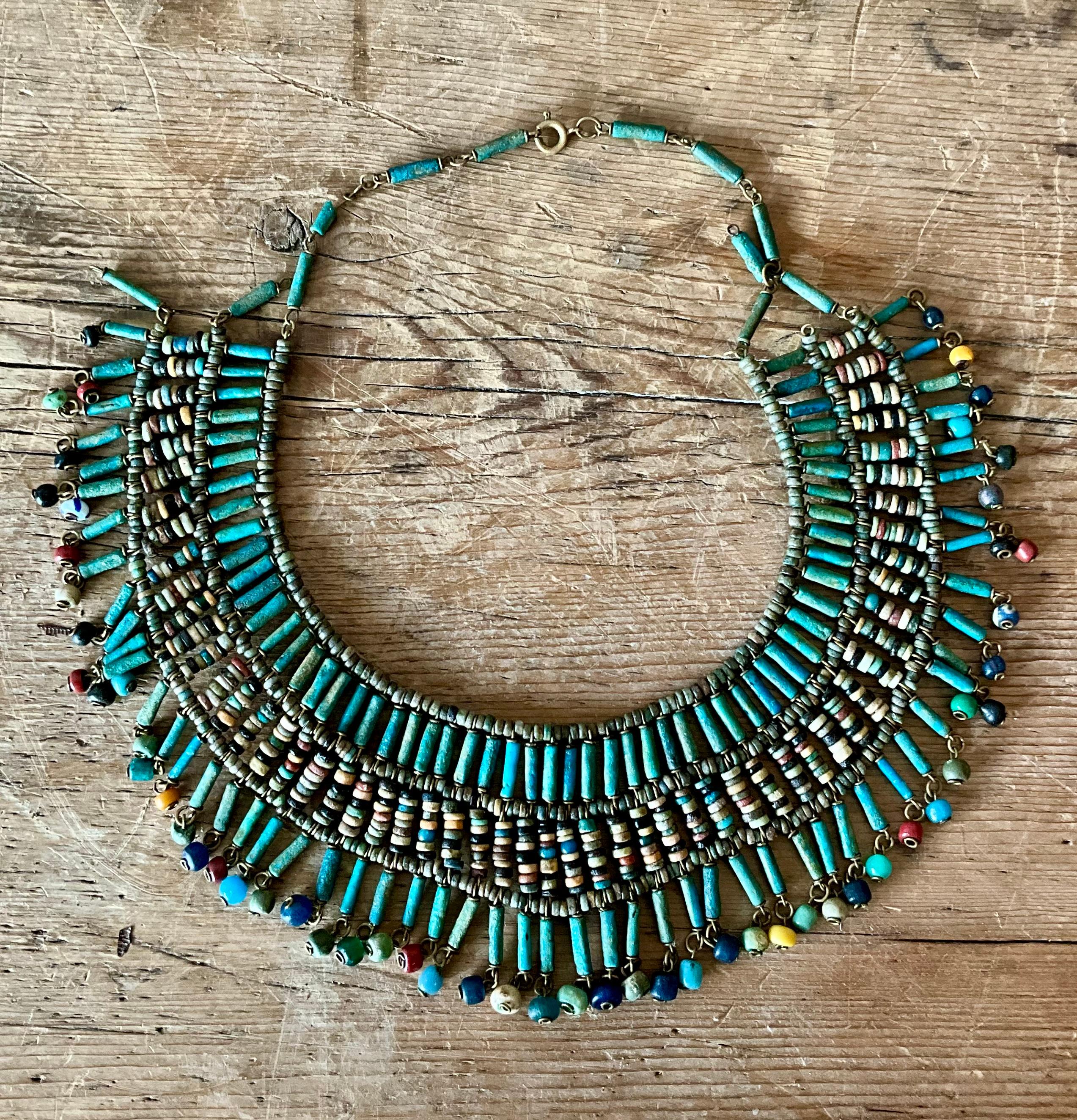 Vintage Boho Türkis gefärbt Perlen Halsband im Angebot 4