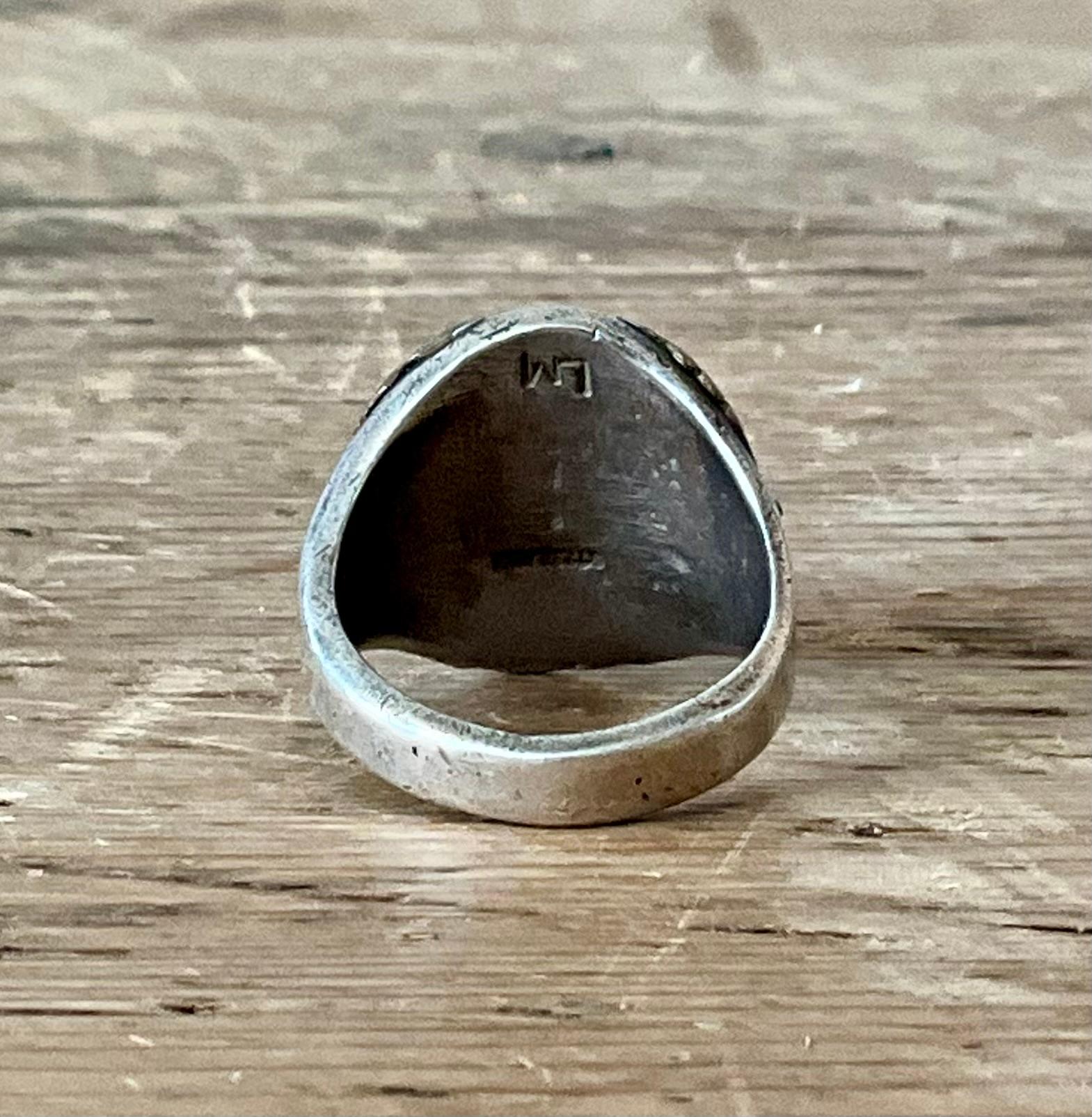 Vintage Boho Türkis Native American Sterling Silber Ring 7,75 im Angebot 4