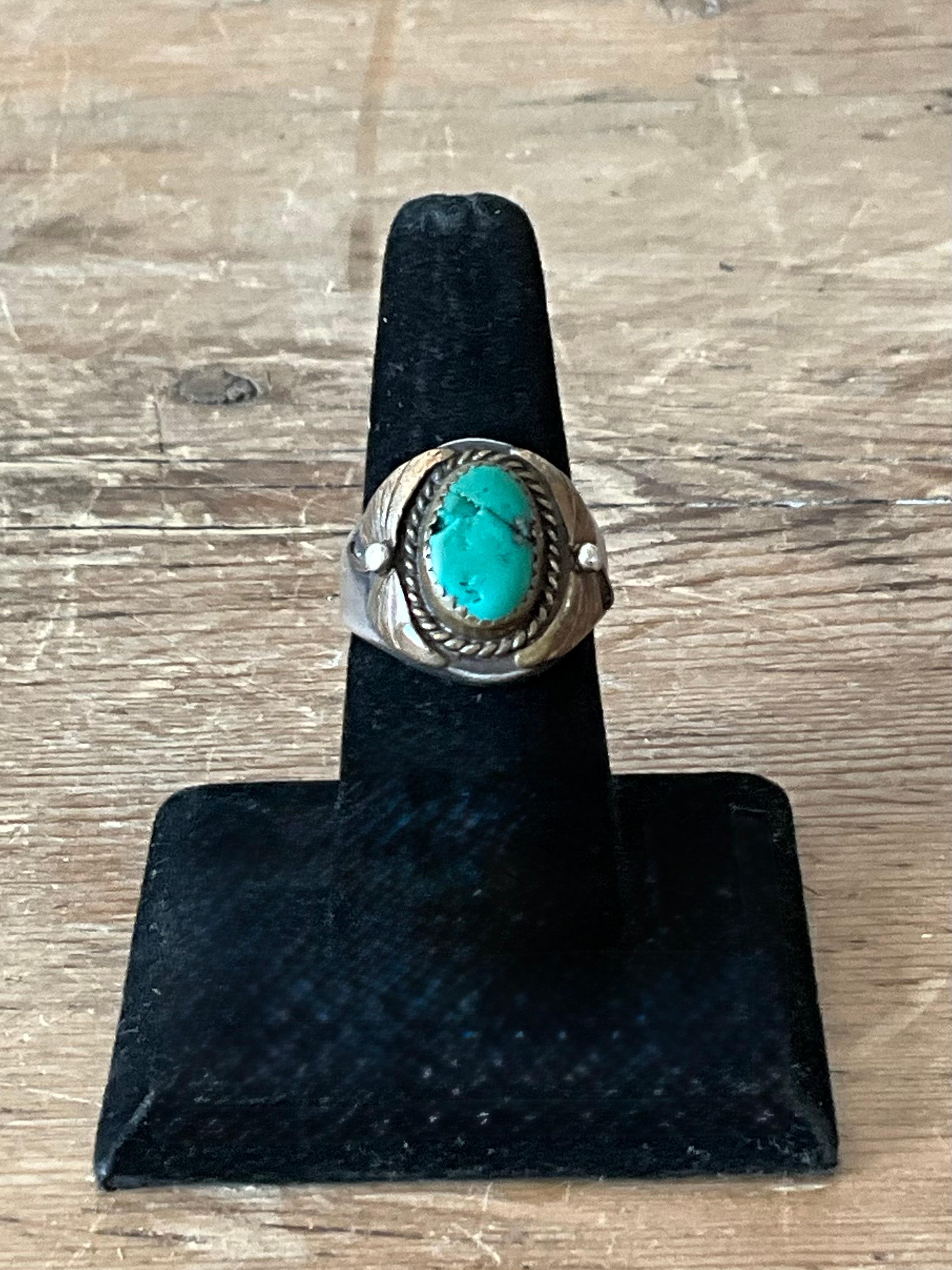 Vintage Boho Türkis Native American Sterling Silber Ring 7,75 für Damen oder Herren im Angebot
