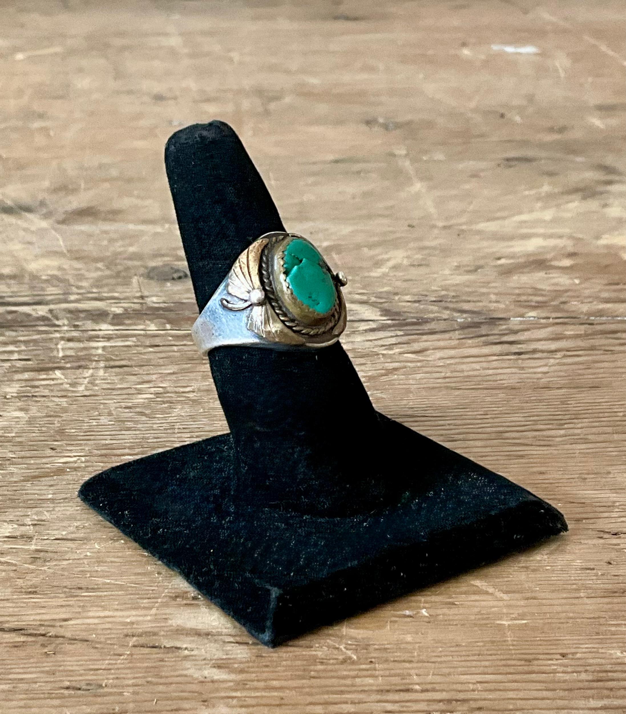 Vintage Boho Türkis Native American Sterling Silber Ring 7,75 im Angebot 2