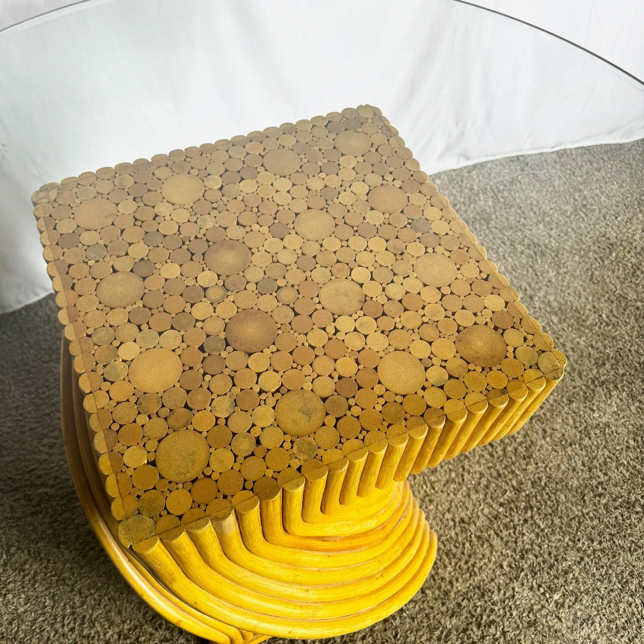 Vintage Boho Twisted Rattan Glass Top Dining Table, McGuire Style For Sale 3