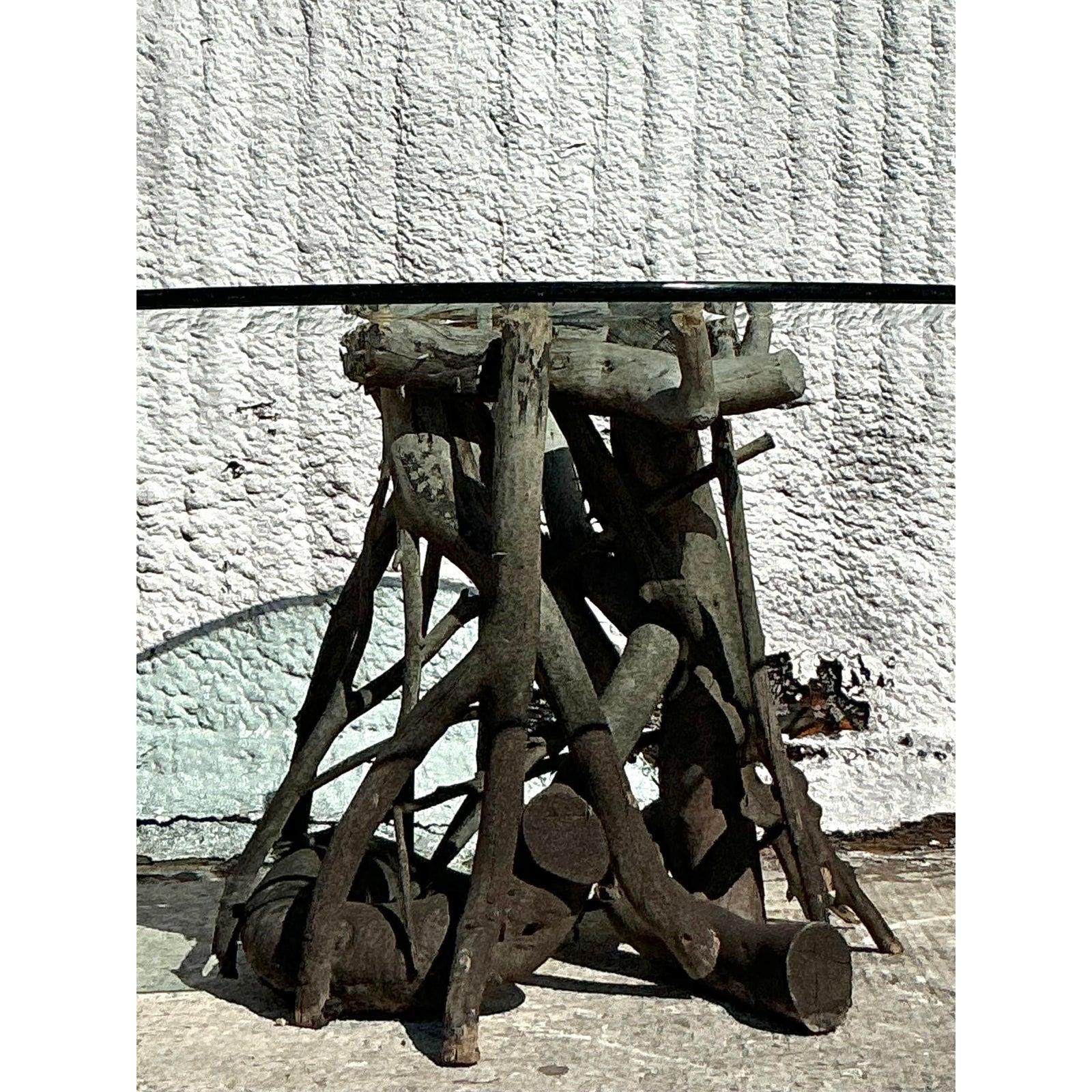 Vintage Boho Twisted Root Center Hall Table For Sale 3