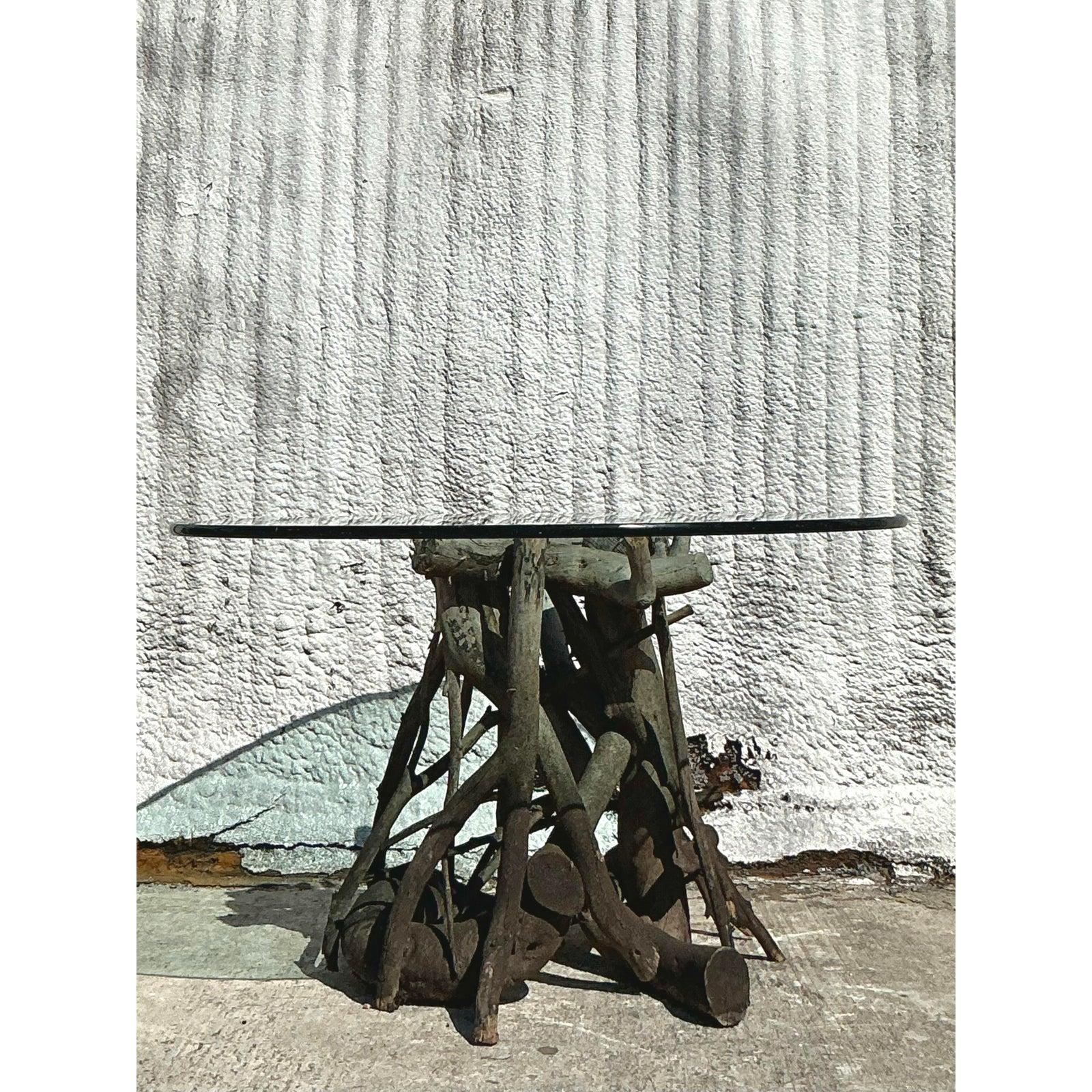Vintage Boho Twisted Root Center Hall Table For Sale 4