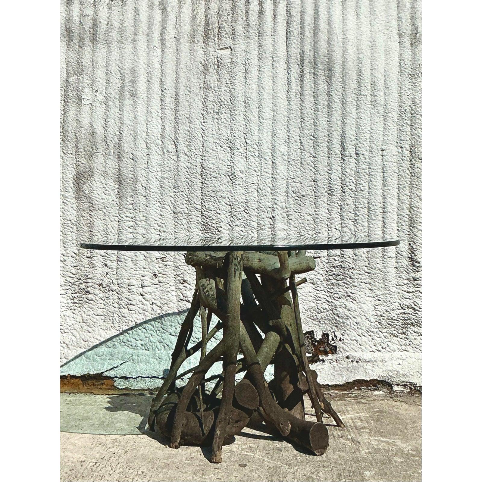 Vintage Boho Twisted Root Center Hall Table For Sale 2