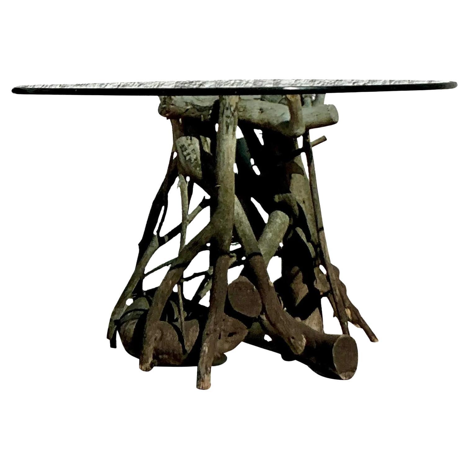 Vintage Boho Twisted Root Center Hall Table