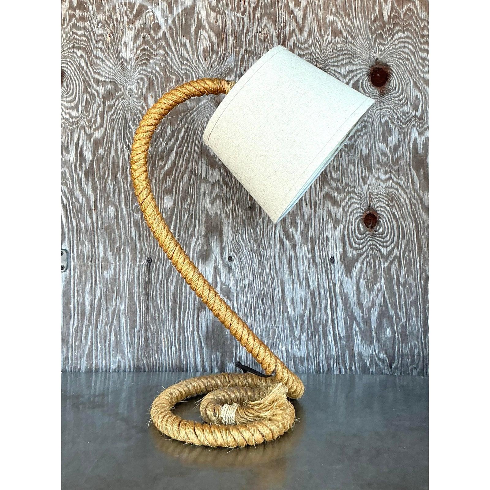 Metal Vintage Boho Twisted Rope Desk Lamp For Sale