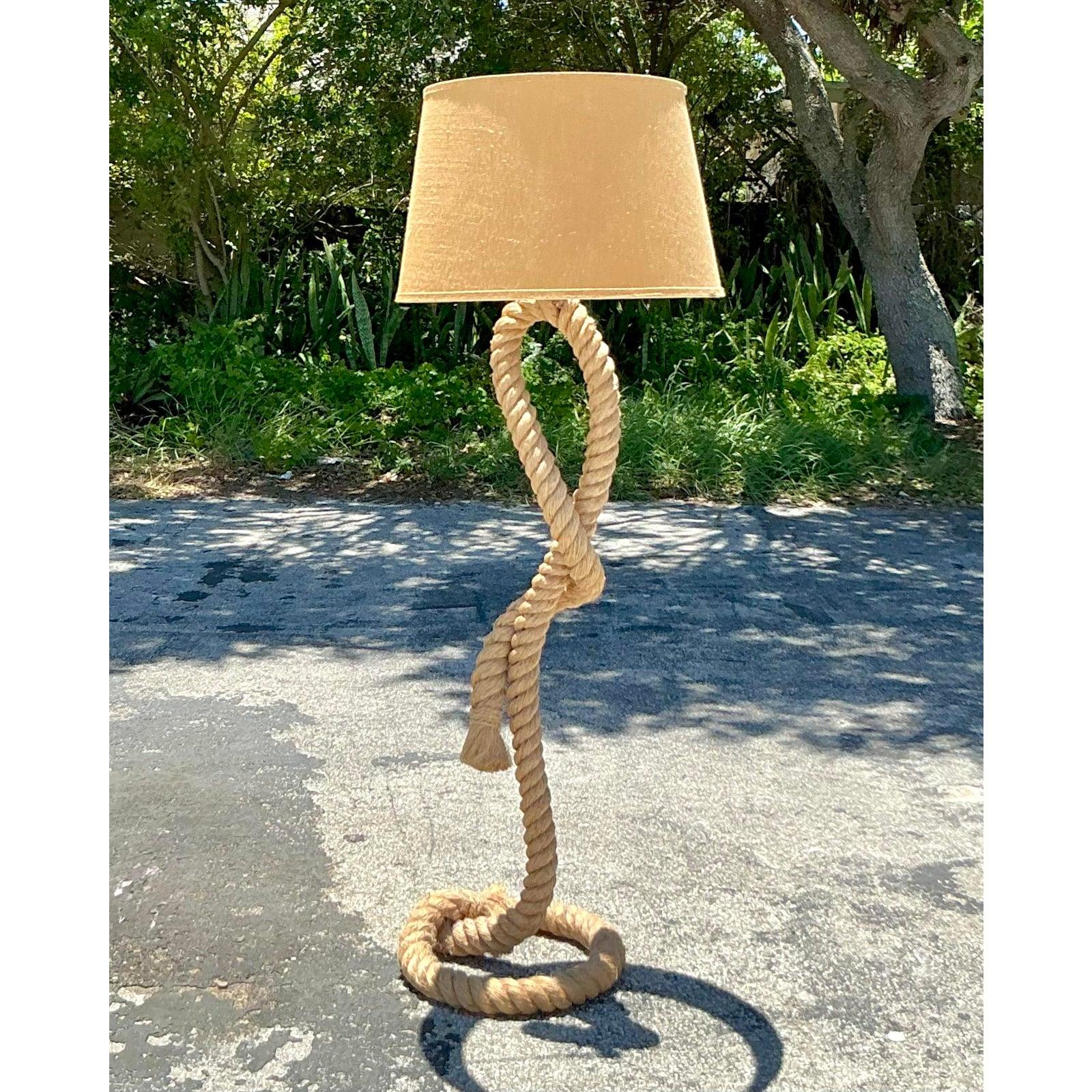 Organique Vintage Boho Twisted Rope Floor Lamp en vente