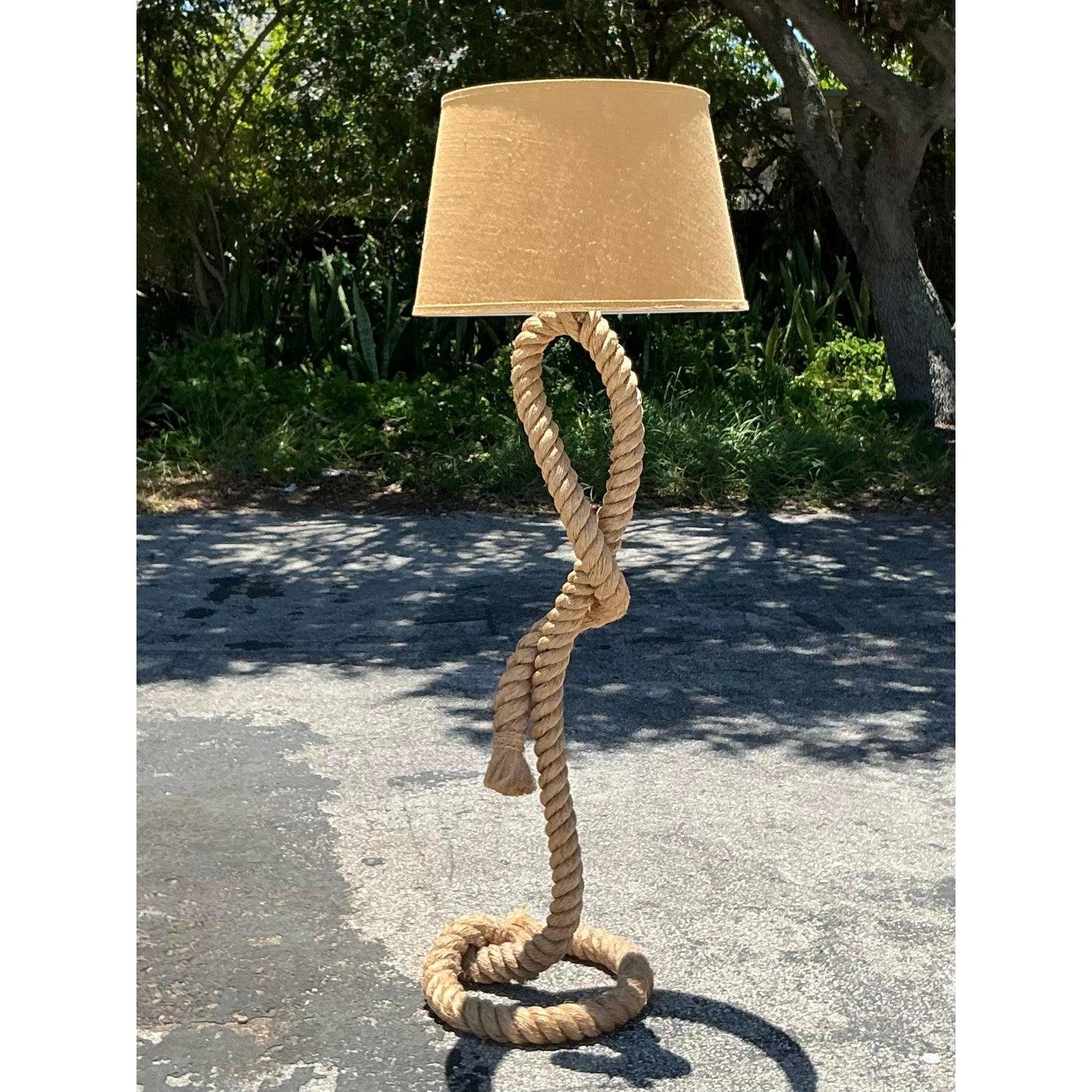 Américain Vintage Boho Twisted Rope Floor Lamp en vente
