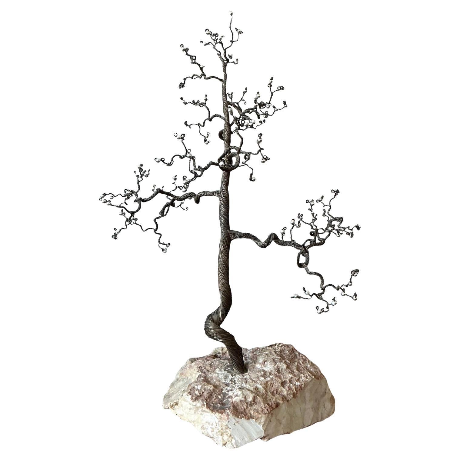 Vintage Boho Twisted Tree Skulptur mit Kristall Detail