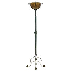 Vintage Boho Twisted Wrought Iron and Pen Shell Floor Lamp
