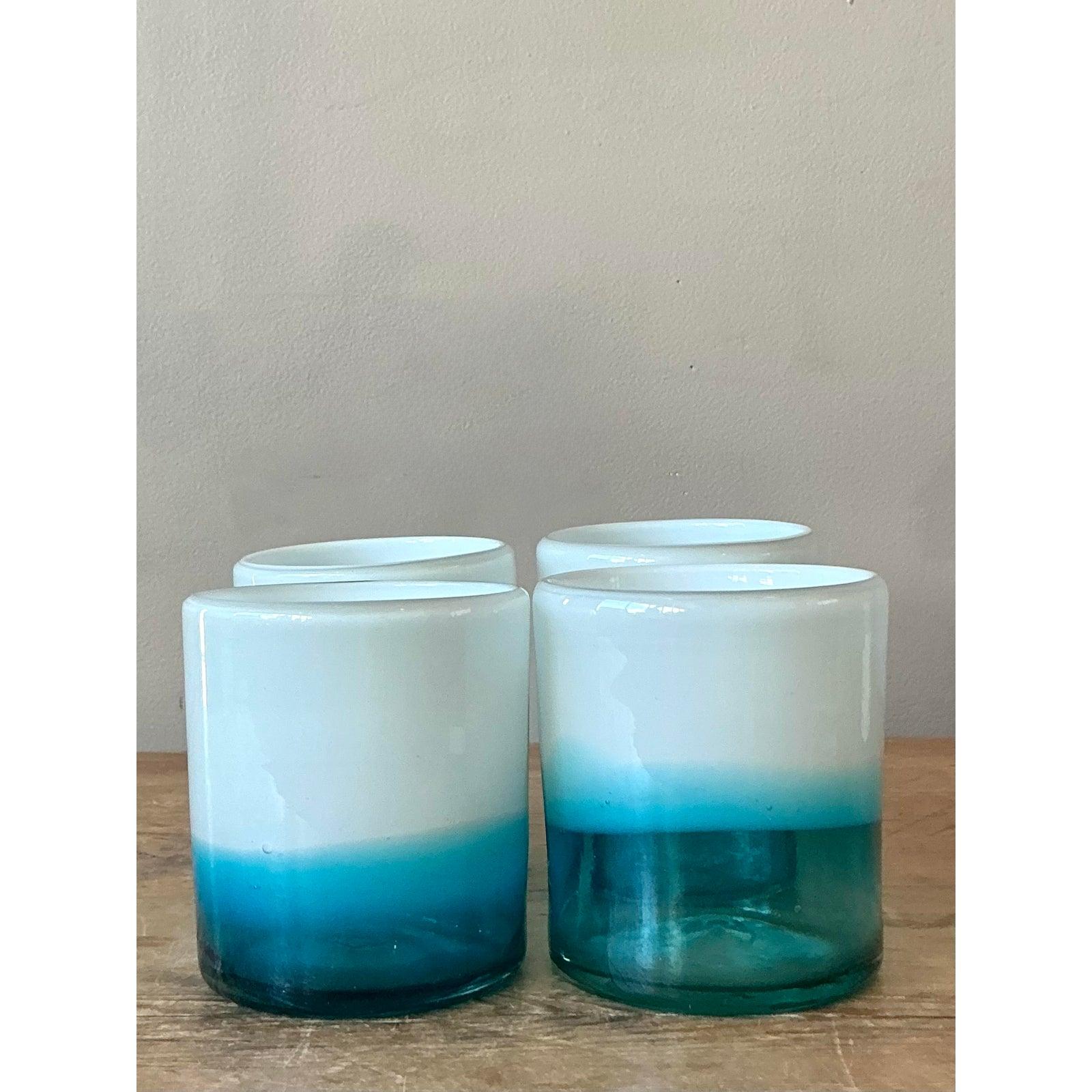 Américain Vintage Boho Two Tone Glasses - Set of 4 en vente