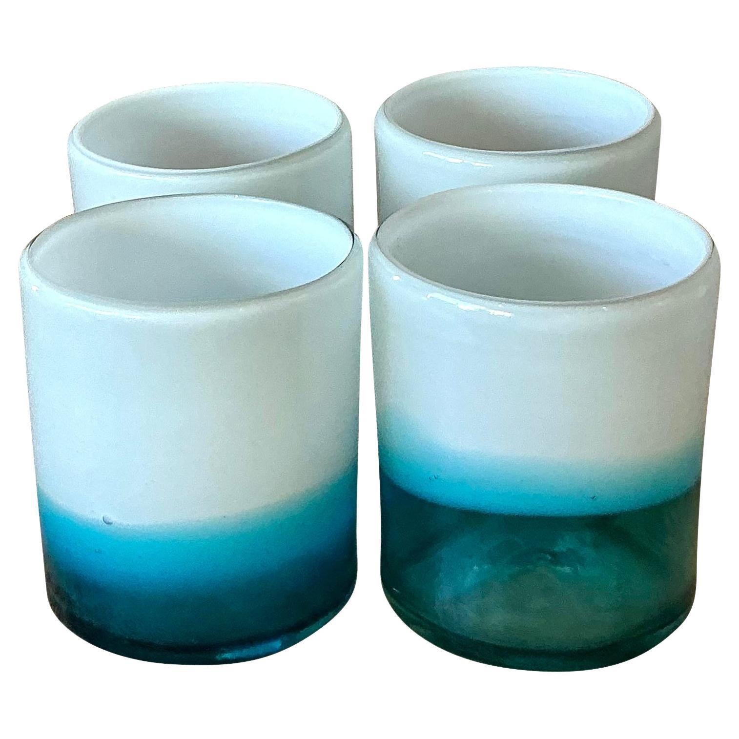 Vintage Boho Two Tone Glasses - Set of 4 en vente