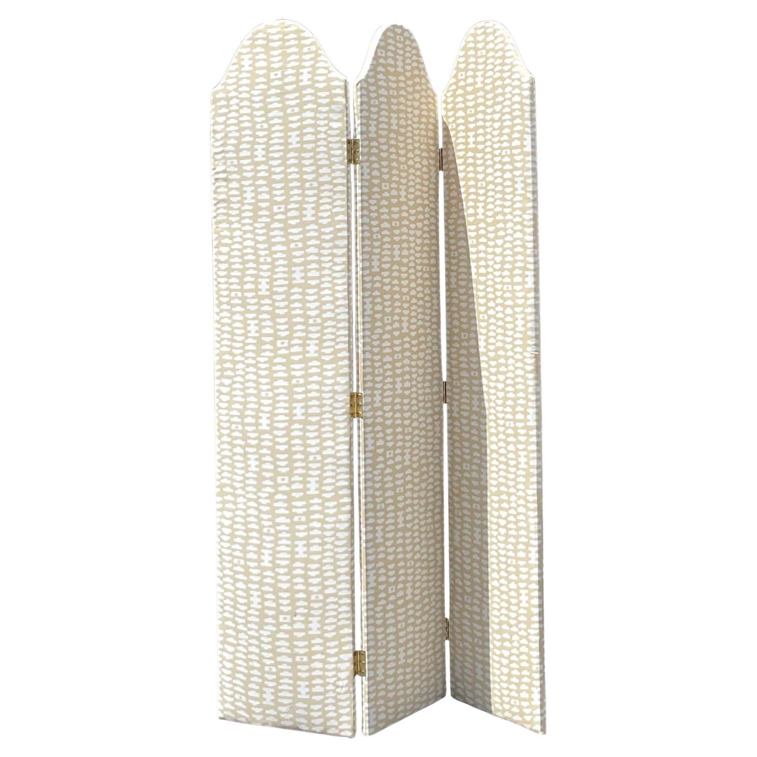 Vintage Boho Upholstered Folding Screen