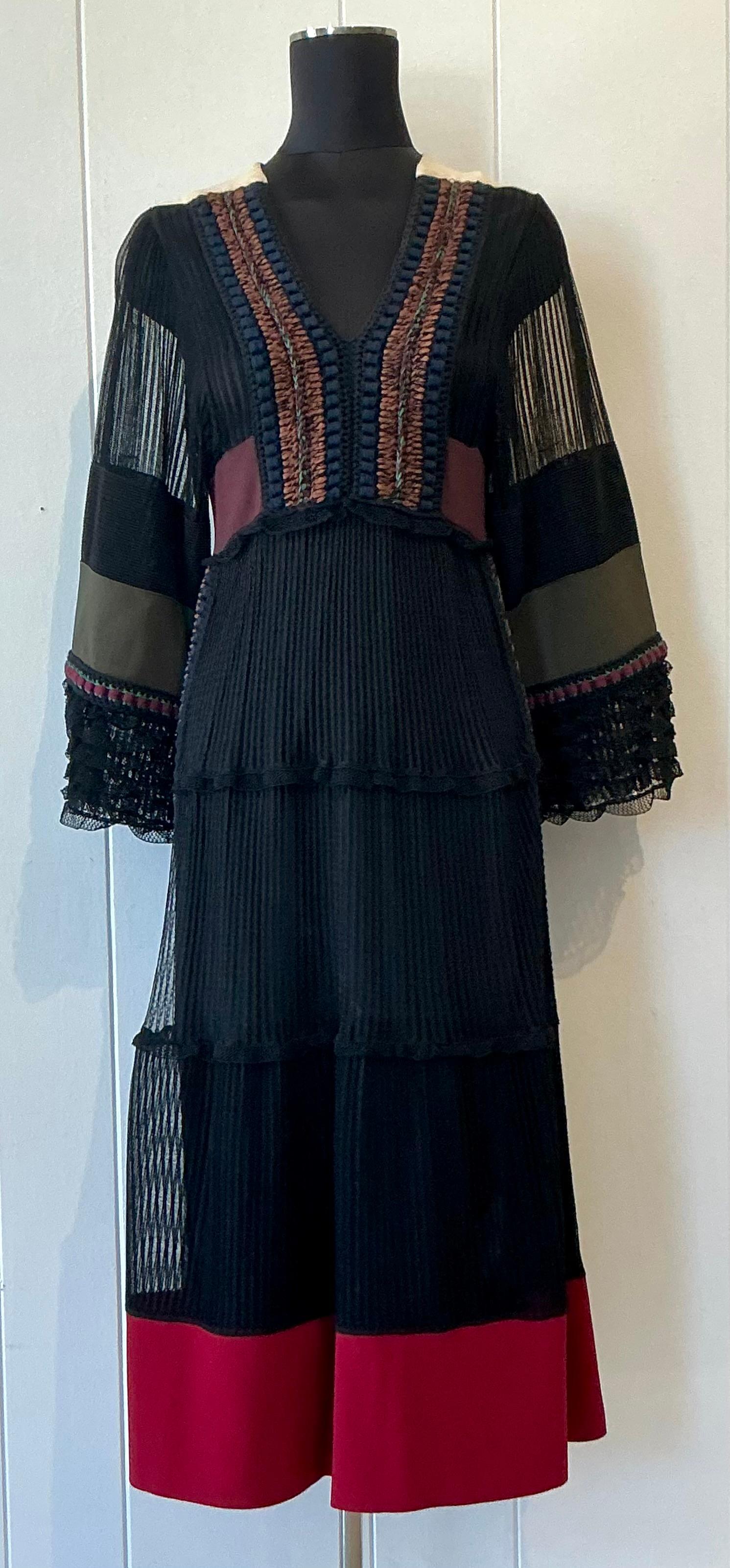 Black Vintage Boho Valentino Dress For Sale