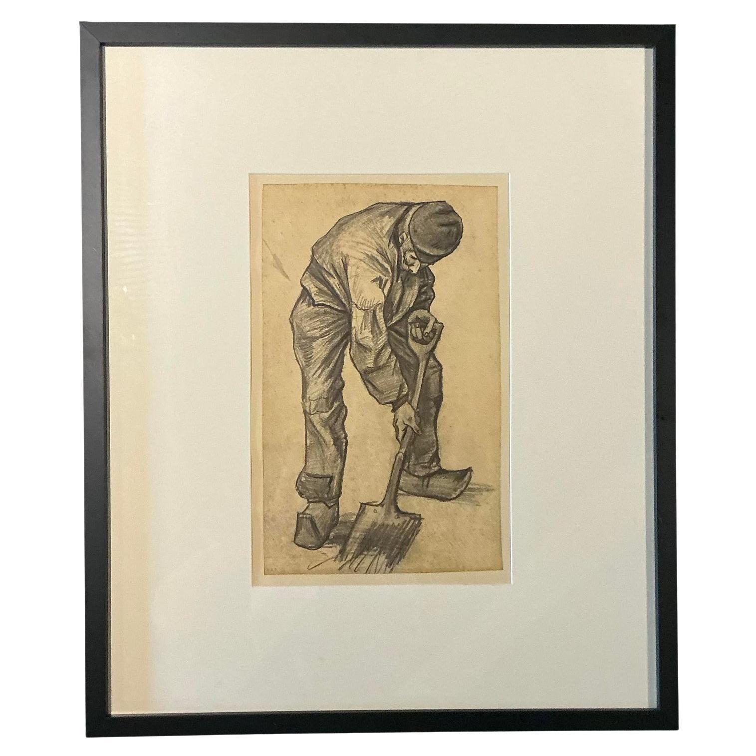 Vintage Boho Van Gogh "Man With a Spade" Print
