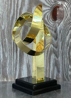 Vintage Boho Van Teal Brass Loop Sculpture